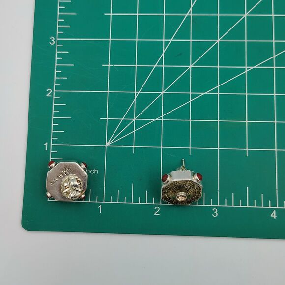 Mars & Valentine Echo Of The Dreamer Sterling 925 Gemstone Two Tone Earrings - Picture 14 of 16